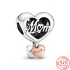 Romantic S925 Sterling Silver Love You Daughter Family Mom Dad Wife Sister Friend Heart Charm Fit Pandora Bracelet Jewelry Gift