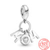Romantic S925 Sterling Silver Love You Daughter Family Mom Dad Wife Sister Friend Heart Charm Fit Pandora Bracelet Jewelry Gift
