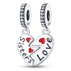Romantic S925 Sterling Silver Love You Daughter Family Mom Dad Wife Sister Friend Heart Charm Fit Pandora Bracelet Jewelry Gift