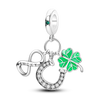 925 sterling silver green horseshoe clover pendant charms fit original Pandora bracelet charm beads necklace Diy female jewelry
