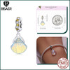 BISAER 925 Sterling Silver Charm Ocean Style Fish Dolphin Mermaid Shell Blue CZ Bead For Necklace&Bracelet DIY Fine Jewelry Gift