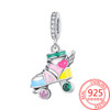 2022 New Real 925 Sterling Silver Running Bicycle Dangle Charm fit Pandora 3MM Bracelet & Bangle Jewelry Gift Girl