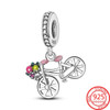 2022 New Real 925 Sterling Silver Running Bicycle Dangle Charm fit Pandora 3MM Bracelet & Bangle Jewelry Gift Girl