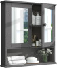 Bathroom Medicine Cabinet, Medicine Cabinets for Bathroom with Mirror 2 Doors 3 Open Shelf, Wooden Bathroom Cabinet Wall Mounted