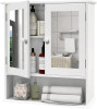 Bathroom Medicine Cabinet, Medicine Cabinets for Bathroom with Mirror 2 Doors 3 Open Shelf, Wooden Bathroom Cabinet Wall Mounted