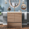 LED Lights Bathroom Vanity with Sink Combo, Motion Sensor Lights Mid-Century Modern Small Single Bathroom Cabinet Set,