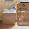 LED Lights Bathroom Vanity with Sink Combo, Motion Sensor Lights Mid-Century Modern Small Single Bathroom Cabinet Set,