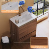 LED Lights Bathroom Vanity with Sink Combo, Motion Sensor Lights Mid-Century Modern Small Single Bathroom Cabinet Set,