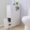 Toilet Narrow Storage Cabinet Toilet Side Cabinet 4 Layer Movable Floor-To-Ceiling Standing Shelves Bathroom Cabinet