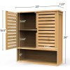 Bathroom Wall Cabinet, Bamboo Wall Mount Medicine Cabinet Storage Organizer, Double Doors & 3 Tier Adjustable Shelf