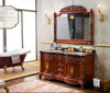 55in.double sink golden bespoke vanities baroque european style classic bathroom cabinets with chic long silver mirror and legs
