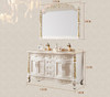 55in.double sink golden bespoke vanities baroque european style classic bathroom cabinets with chic long silver mirror and legs