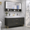 Slate Bathroom Cabinet Modern Marble Countertop Mirror Floor-Standing With Sink Hand Wash Washbasin Double Basin Light Luxury