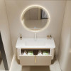 New Luxury Corian Bathroom Cabinets With Sink Intelligent Circular Mirror Bathroom Washbasin Cabinet Vanity