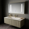 New Light Luxury Oak Bathroom Cabinet LED Smart Mirror Slate Integrated Washbasin Bathroom Vanity Sink Cabinet