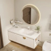 New Solid Wood Simple Bathroom Cabinets Ceramic Integrated Vanity Sink Wood Luxury Nordic Bathroom Cabinet Washbasin