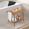 Bamboo Wooden Shower Bench Seat Bathroom Shower Chair with Storage Shelf Organizer Stool Indoor Bathing Bench for