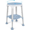 Shower Chair for Inside Shower, Tool-Free Assembly Swivel Shower Stool with Storage Tray, Adjustable Tub Chair and Bathroom