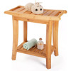 Bamboo Shower Bench Inside Shower Stool with Storage Shelf, Spa Bath Chair for Bathroom, Seat or Organizer for Living Room