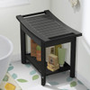 Lumber Shower Bench Stool for Bathroom Chair Shower Stool With Handles Storage Shelf Furniture Home