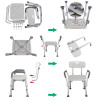 Adjustable Bathroom Chair with Backrest Arm for Elderly Non Slip Bench Stool Bath Chair Tub Furniture Shower Seat Stool