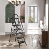 5 Step Ladder with Tool Platform, Sturdy Step Stool with Handrail, Folding Steel Ladder with Wide Pedal, Safety Ladder