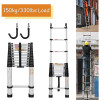 Telescoping Ladder 20.3ft Aluminum Extension Folding Ladder with 2 Hooks, 330lbs Max Load, with Anti-Slip Rubber Feet
