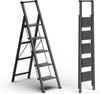 GameGem 6 Step Ladder for 12 Feet High Ceiling, Lightweight Aluminum Folding Step Stool with Convenient Handgrip, Stepladders