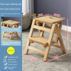 Shipping Solid Wood Household Multifunctional Two-step Folding Ladder Step Stool Indoor Climbing Ladder Dual-use Small