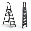 Lightweight Aluminum 6 Step Ladder Folding Step Stool Stepladders With Anti-Slip and Wide Pedal for Home and Chair Long Metal