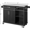 Yaheetech Trolley Cart Kitchen Cart with Stainless Steel Top and Storage Cabinet, Kitchen Island on Wheels with Drawer