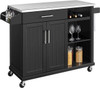 Yaheetech Trolley Cart Kitchen Cart with Stainless Steel Top and Storage Cabinet, Kitchen Island on Wheels with Drawer