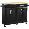 Kitchen Island with Drawers and Large Storage Cabinet, Rolling Kitchen Serving Cart with Towel Holder Utility Trolley