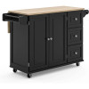 Rolling Mobile Kitchen Island With Storage and Towel Rack 54 Inch Width Auxiliary Cart With Wheels Black Push Cart Dolly Trolley
