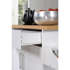 Kitchen Island with Spice Rack, Towel Rack & Drawer, White with Beech Top, 15.5 X 35.5-44.9 X 35.2 Inches, Easy To Assemble