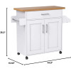 Kitchen Island with Spice Rack, Towel Rack & Drawer, White with Beech Top, 15.5 X 35.5-44.9 X 35.2 Inches, Easy To Assemble