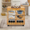 Rolling Kitchen Island with Storage and Utility Wood Tabletop, Wood Mobile Kitchen Island Serving Cart on Wheels with Towel Rack