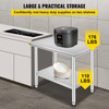 VEVOR Kitchen Work Bench Commercial Catering Table Worktable with Undershelf Stainless Steel 330LBS 286LBS for Restaurant Garage