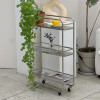 Multi-layer Metal Shelf Ins Modern Style Floor Removable Pulley Storage Rack Kitchen Islands and Trolleys Rolling Storage Cart