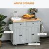 HOMCOM Kitchen Island on Wheels, Rolling Cart with Rubberwood Top, Spice Rack, Towel Rack and Drawers for Dining Room, Grey HOMCOM Kitchen Island on Wheels, Rolling Cart with Rubberwood Top, Spice Rack, Towel Rack and Drawers for Dining Room, Grey