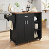Kitchen Island with Pantry, Drawer-type Open Shelves, Double Door Kitchen Trolley for Kitchen, Rolling Kitchen Island on Wheels
