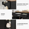 Kitchen Island with Pantry, Drawer-type Open Shelves, Double Door Kitchen Trolley for Kitchen, Rolling Kitchen Island on Wheels