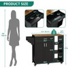 Kitchen Island with Pantry, Drawer-type Open Shelves, Double Door Kitchen Trolley for Kitchen, Rolling Kitchen Island on Wheels