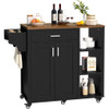 Kitchen Island with Pantry, Drawer-type Open Shelves, Double Door Kitchen Trolley for Kitchen, Rolling Kitchen Island on Wheels