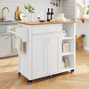 Kitchen Island with Pantry, Drawer-type Open Shelves, Double Door Kitchen Trolley for Kitchen, Rolling Kitchen Island on Wheels