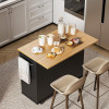Rolling Kitchen Island Cart with Folding Drop Leaf Breakfast Bar, Portable Trolley Island with Large Storage Cabinet, Shelf