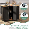 Rolling Kitchen Island Cart with Folding Drop Leaf Breakfast Bar, Portable Trolley Island with Large Storage Cabinet, Shelf