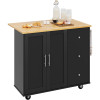 Rolling Kitchen Island Cart with Folding Drop Leaf Breakfast Bar, Portable Trolley Island with Large Storage Cabinet, Shelf