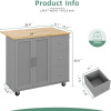 Rolling Kitchen Island Cart with Folding Drop Leaf Breakfast Bar, Portable Trolley Island with Large Storage Cabinet, Shelf