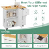 Rolling Kitchen Island Cart with Folding Drop Leaf Breakfast Bar, Portable Trolley Island with Large Storage Cabinet, Shelf